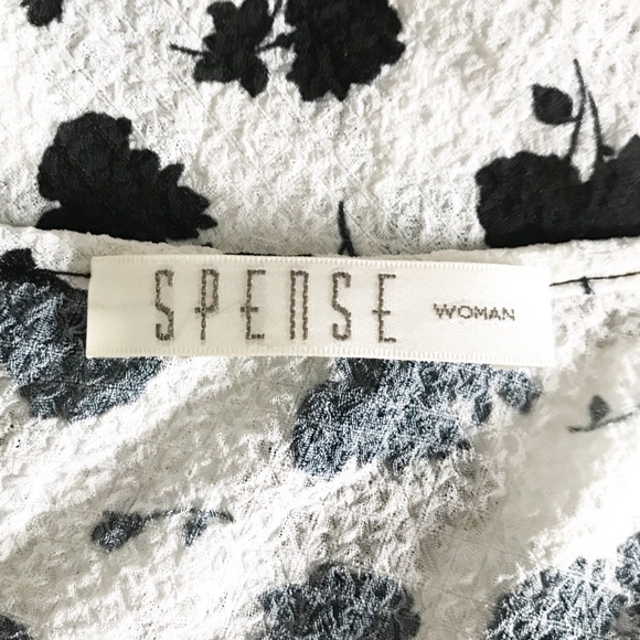 😊4/$20 NWOT Spense Black White Floral Gingham Top 1X - Picture 11 of 11